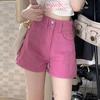High-Waisted Pink Denim Shorts for Women: Plus Size, Loose-Fit, A-Line, Wide-Leg, Trendy Summer Style