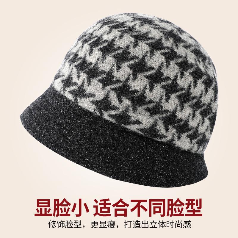 

Middle-aged fashion knitted basin hat women s autumn and winter new Qiandongge warm bud hat trendy wool woolen hat One Size верблюд