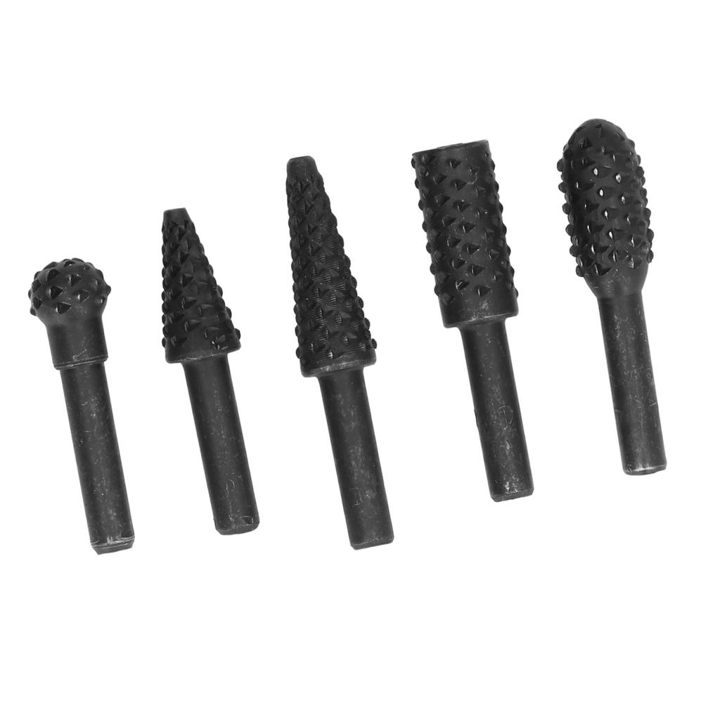 5 יחידות ראשים לליטוש רוטרי HSS לעיבוד עץ, חריטה, קידוח, כלי חיתוך DIY עם ידית 1/4 אינץ'