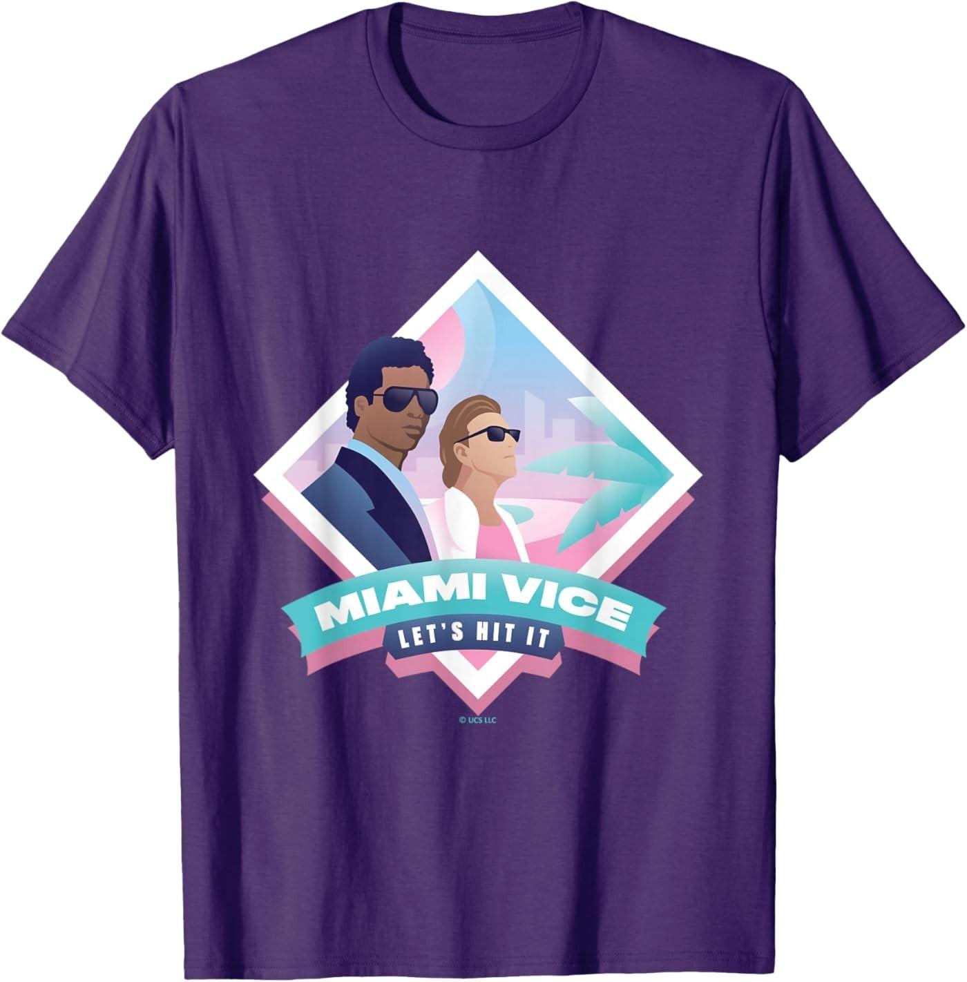 Miami Vice Let s Hit It 80s Retro Style T-Shirt S разноцветный