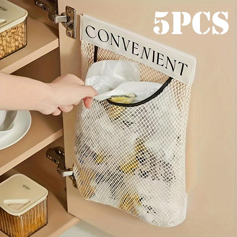 1-5pcs Space-Saving Wall-Mounted Organizer for Plastic Bags Reusable Elastic Mesh Storage Rack for Kitchen Clothes Bags -1pc-