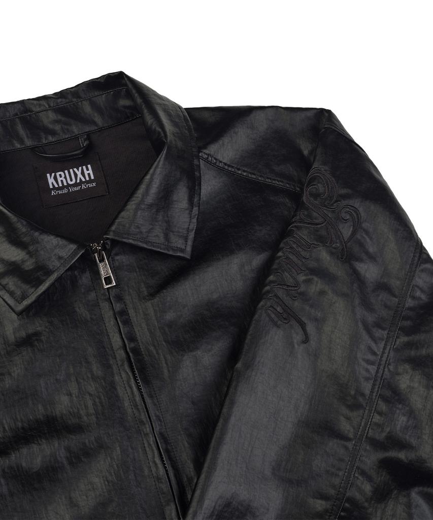 Kruxh Crushed Coated Blouson Jacket Oil Black