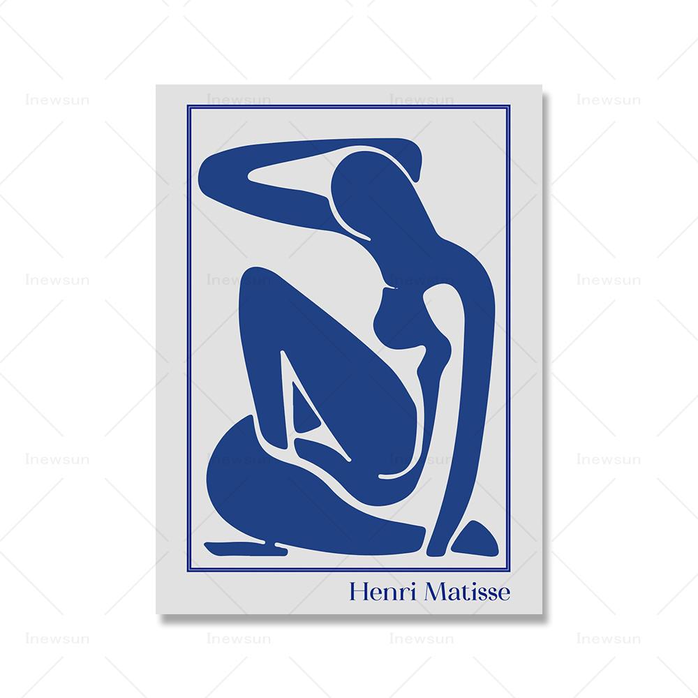 

Blue Matisse Print Abstract Wall Art Posters and Prints Flower Canvas Painting Wall Pictures Living Room Home Decor 21x30cm No Framed
