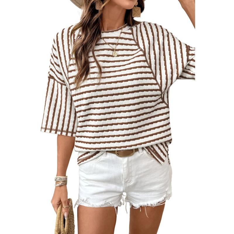 Summer New Round-neck Pullover Women's Simple and Versatile Striped Sleeveless T-shirt