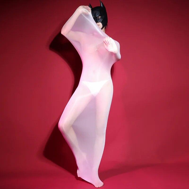 Öl glänzende Bodys ultradünne transparente Unterwäsche glänzende Bodystockings Frauen sexy Dessous