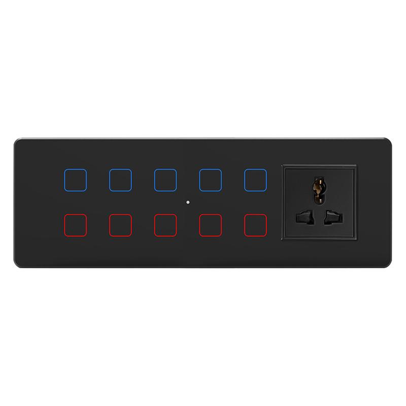 For Tuya Smart WiFi Glass Touch Panel with 4-Way Switch 10A Max. Current for Light Curtains Dimming Fan Control-Combi