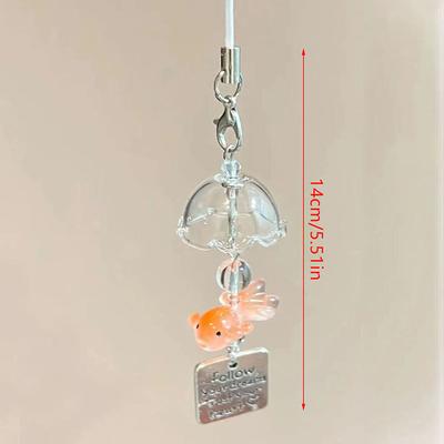 Pingente de Celular de Miçangas Coloridas Fofo Kawaii Chaveiro Pingente para Mochila Estilo Pingente de Peixinho Dourado