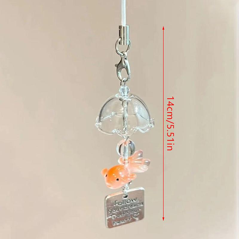 Colored Bead Phone Pendant Cute Kawaii Keychain Backpack Pendant Style Goldfish Pendant
