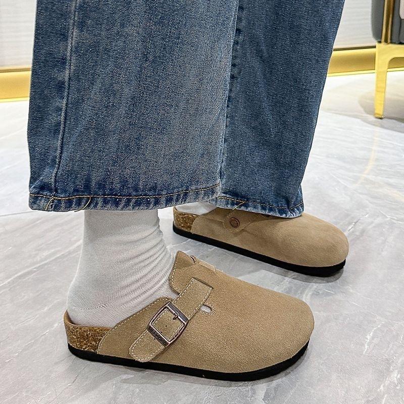 New women's autumn and winter fashion platform Birkenstocks casual half-drag fashion versatile and durable bag head slippers