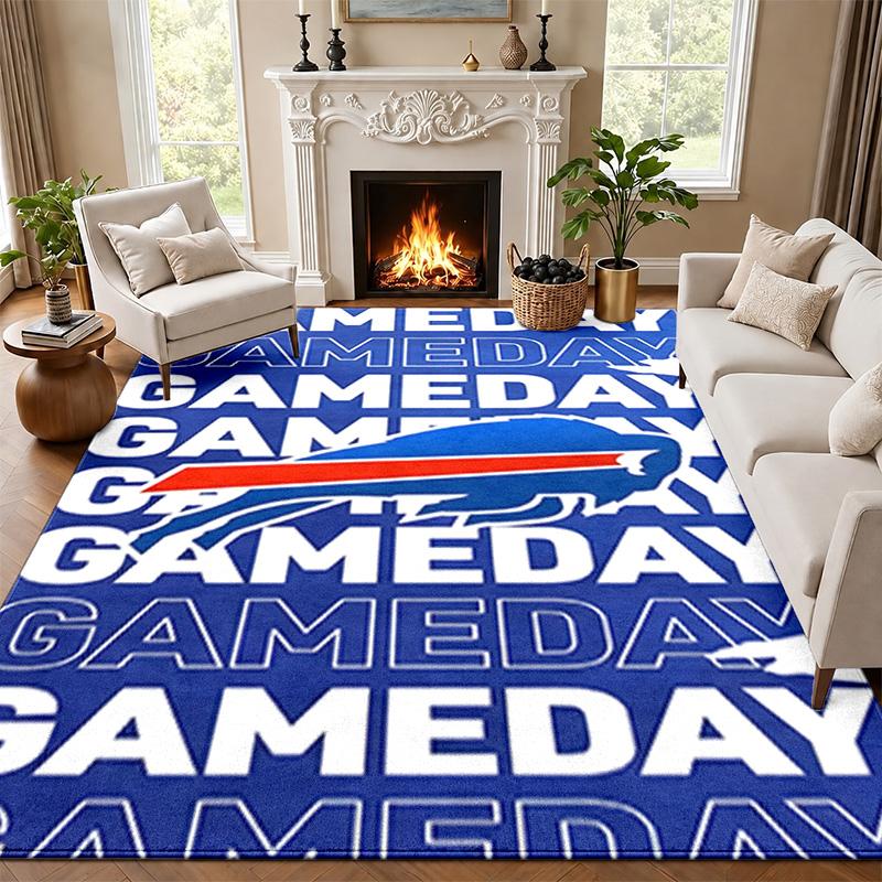 Buffalo Bills Carpet Door Mat for Living Room or Bedroom Protective Mat Under Chair Office Decoration Christmas Gift Birthday Present