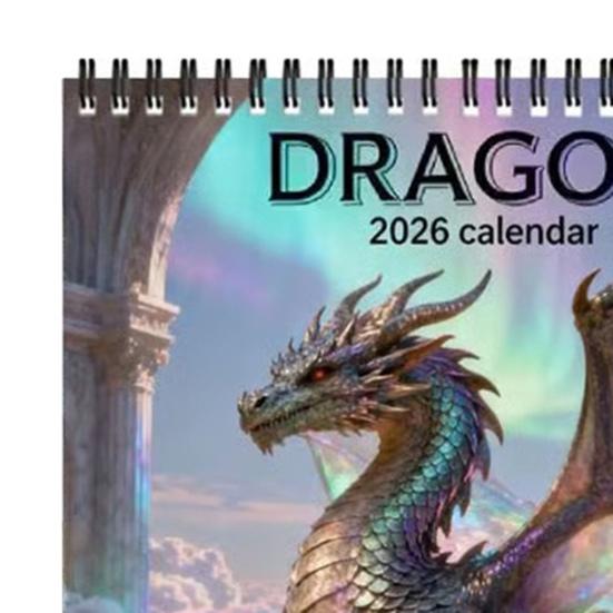 2026 Drakens Väggkalender 12-Månaders Fantasikalender Spiralbunden Vertikal Månadskalender för Hemmakontoret Gåvor för Drakälskare