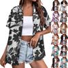 Camicia da donna casual a maniche corte con stampa floreale e bottoni, con risvolto, top e camicetta