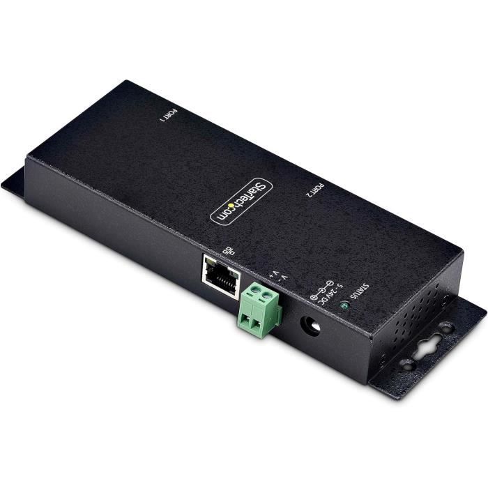 Adaptateur Série vers Ethernet - StarTech - 2 Ports - Convertisseur RJ45 vers DB9 - 921,6Kbps - TAA