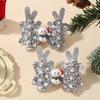 2pcs Glitter Christmas Kids Bows Hairpin for Girls Antlers Printed Fabric Ponytail Clips Christmas Holiday Prom Hair Accessories