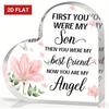 2D Flat, 2D Flat Sympathy Gifts for Loss of Son, Memorial Gifts for Friends for Man Male, In Memory of Son Acrylic Heart Plaque, Bereavement Condolenc
