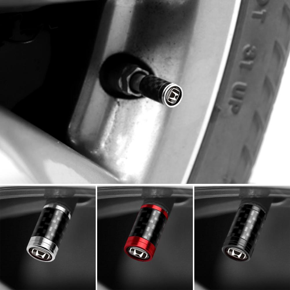 4Pcs Metal Carbon Fiber Car Wheel Tires Valve Caps Emblem Cover For Honda Civic Accord Prelude Mugen City Pilot Auto valve cap