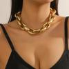 Exaggerated Hip-hop Acrylic Chain Necklace – Gold & Chain Accents for Women