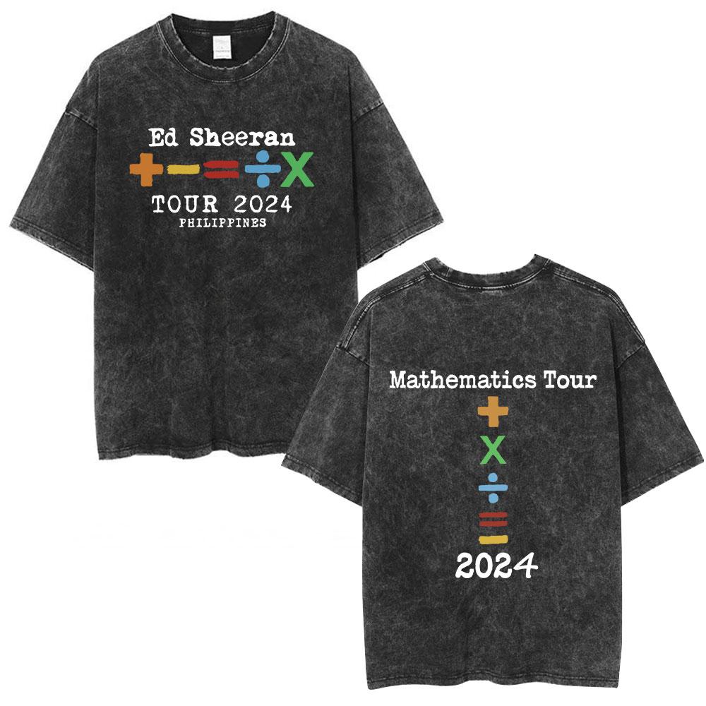 Ed Sheeran Mathematics Tour Concert Vintage Washed T Shirts Men Women Fashion Harajuku Tshirts 100 Cotton Casual Loose Tshirt