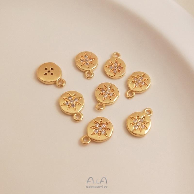 14K Gold-Filled Zircon Star Pendant Charm for DIY Jewelry