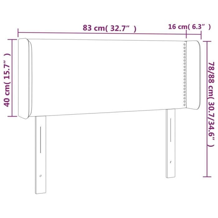 3123072 vidaXL LED Headboard Black 83x16x78-88 Cm Fabric
