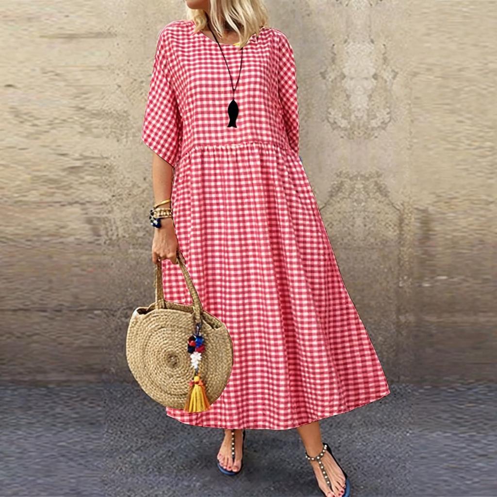 Women's Casual Fashion Plaid Dress