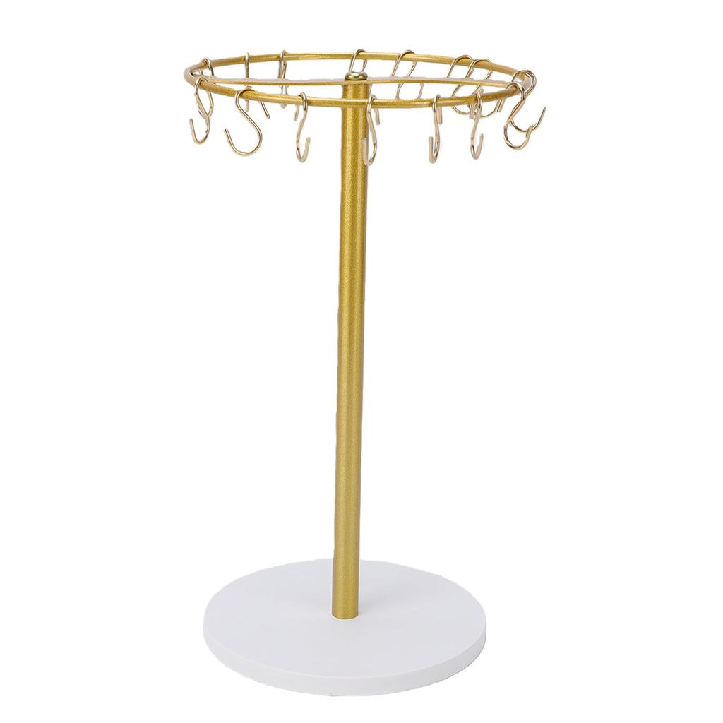Headband Display Stand 22 Hooks Round Shape Metal Wood Jewelry Hairband Holder Display Rack