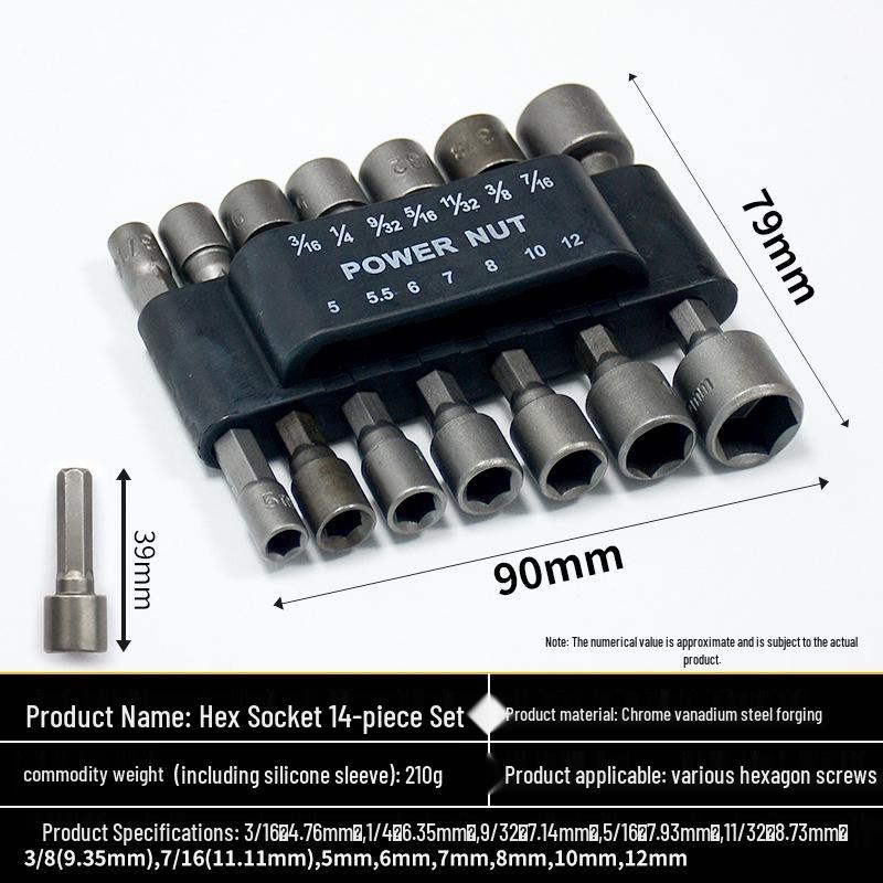 Non-Magnetic 9 & 14-Piece Socket and Hex Bit Set for Electric and Pneumatic Ratchets