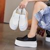 Leather thick-soled one-pedal loafers women's solid color heightening foot cover breathable and comfortable heightening 8CM small white shoes sin
