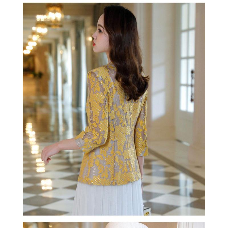 Women's Lace Suit Jacket - Slim Fit, Korean Style, Spring/Autumn 2025 Fashion