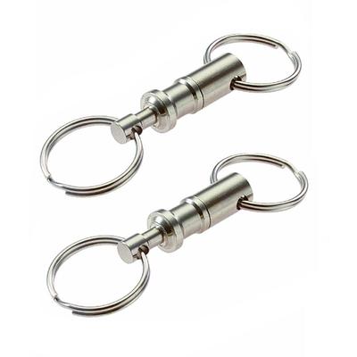 1 pc destacável resistente duplo chaveiro de segurança chaveiro puxar trava snap lock