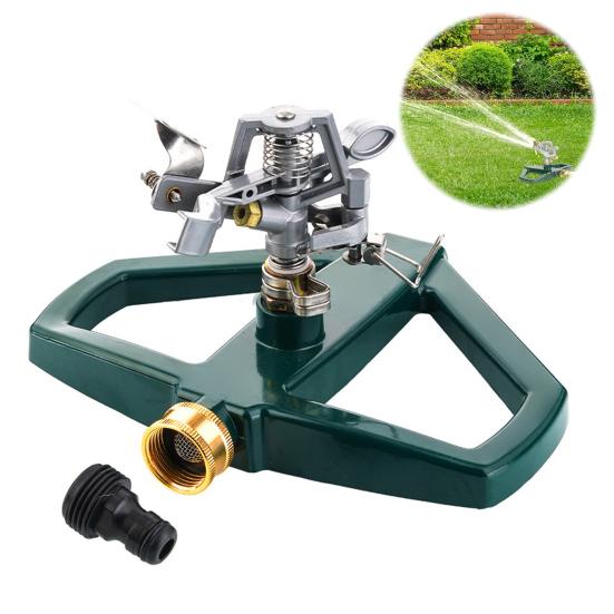 Garden Impact Sprinkler Heavy Duty Pulsating Sprinkler with Metal Base 360-Degree Rotating Automatic Water Sprinkler for Watering Lawn Large Area