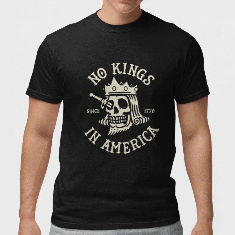 No Kings In America Skull Crown Knife T Shirt Patriotic Freedom Graphic Tee XXXXL