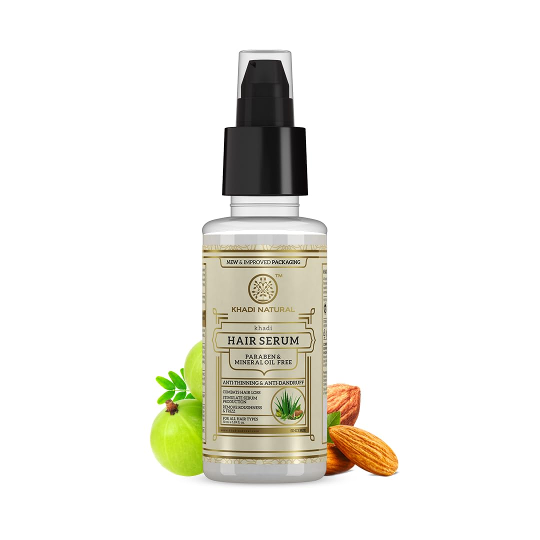 

Khadi Natural Hair Serum For Soft Shiny Frizz-Free Hair 50 Ml Pack Of 1 Nourishing Anti-Thinning Serum