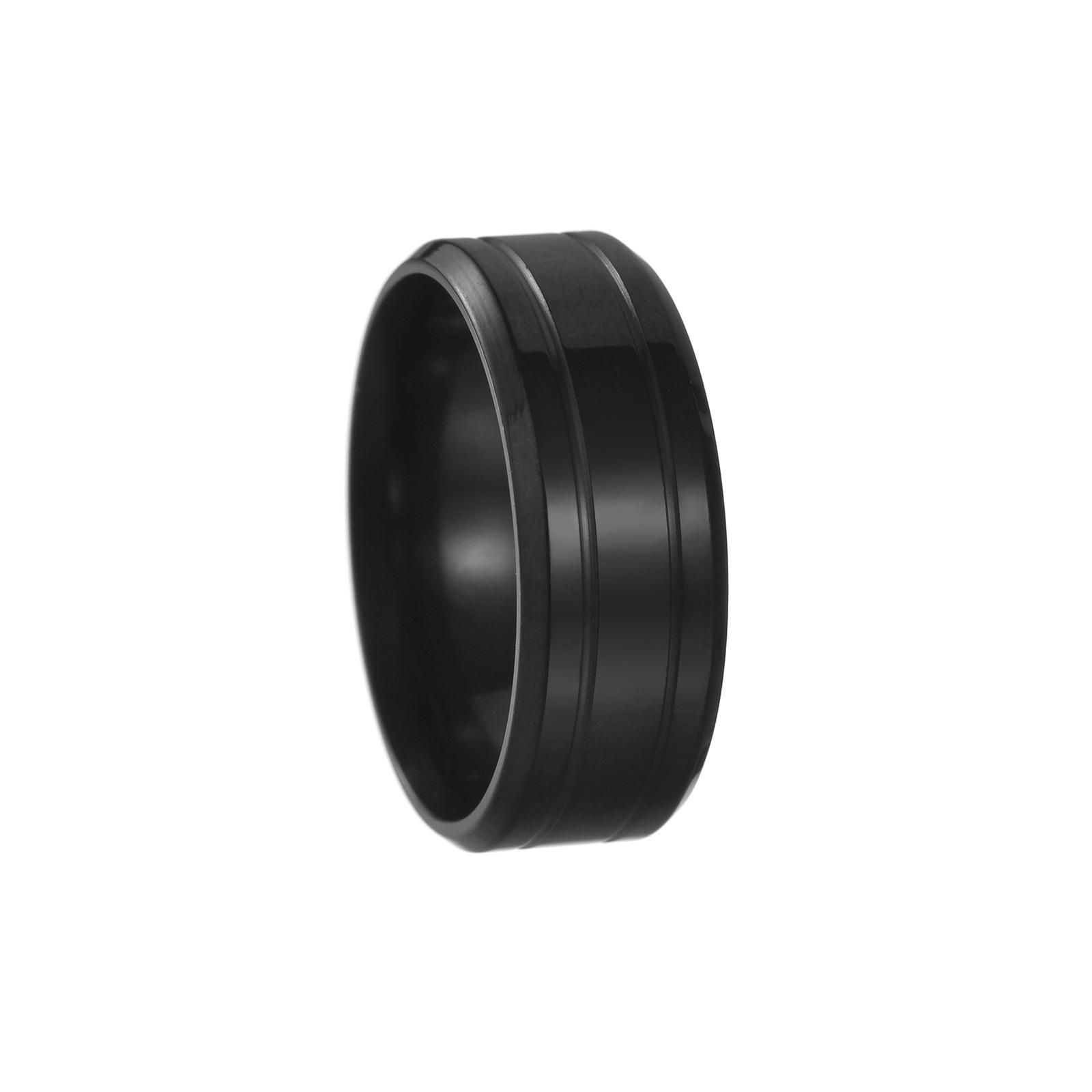 

Чоловіча чорна титанова сталева весільна каблучка 2024 - 8 мм Проста елегантна європейська/американська вулична каблучка Size 11 чорний
