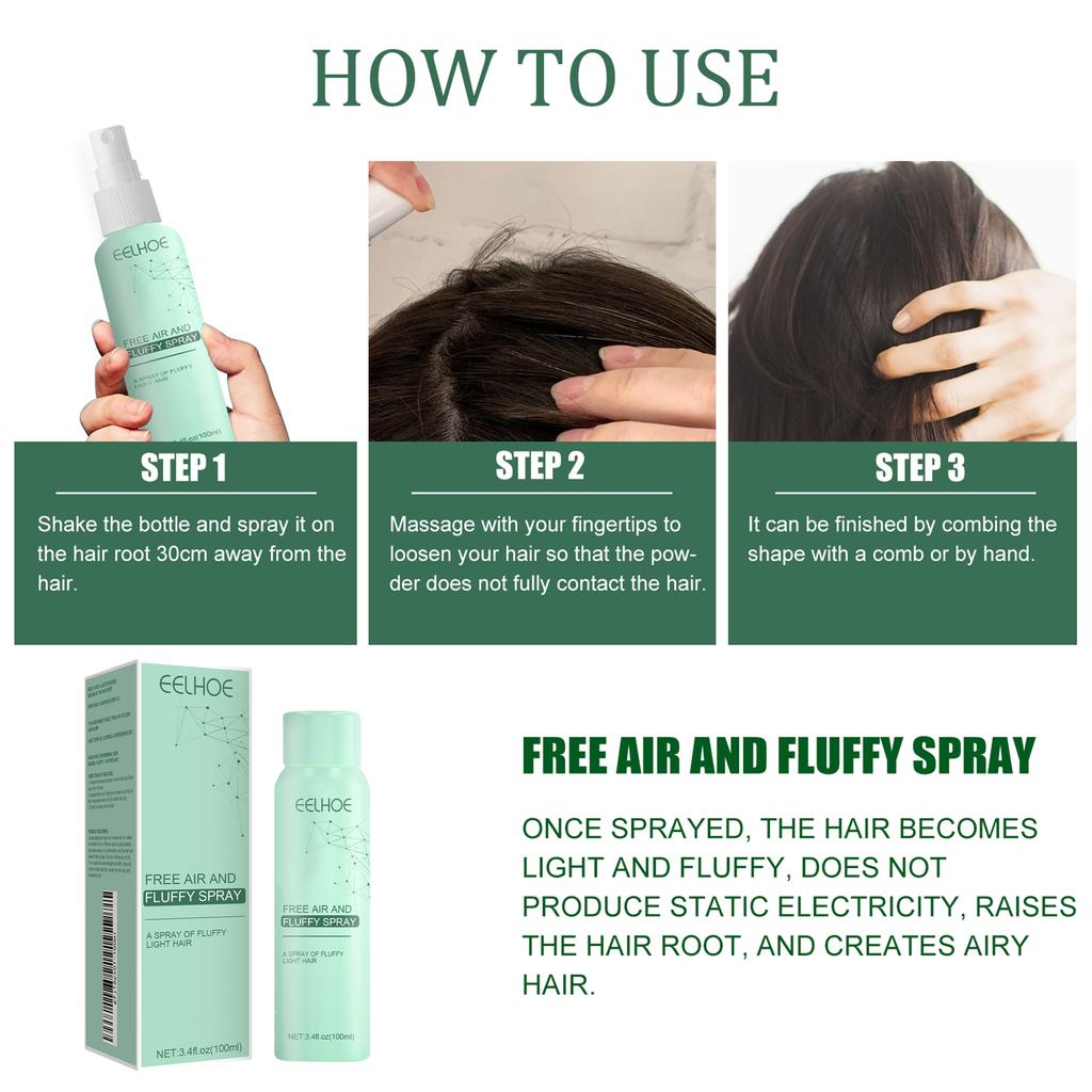 Spülfreies Trockenshampoo, luftig-fluffige Textur, ölentfernend und erfrischend, spülfreies Haartrockenmittel