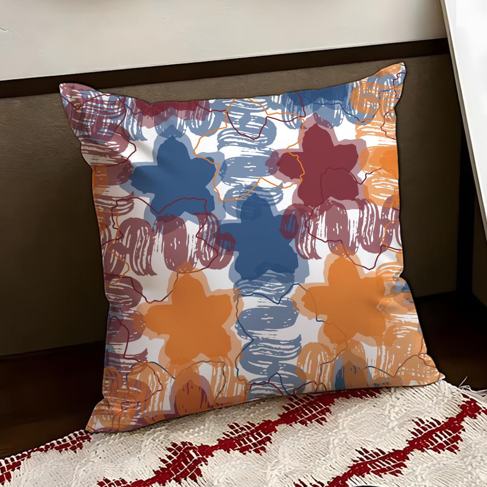 Colorful Patchwork Pattern Cushion Cover Reversible Soft Durable Pillow Cover Home Car MultiScene Use for Daily Comfort
