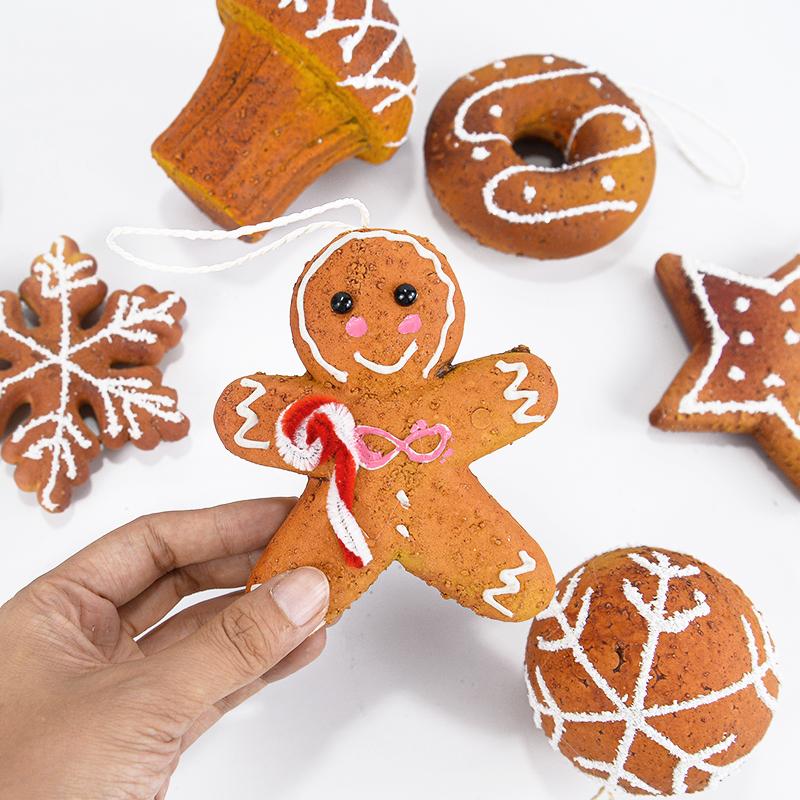 Christmas Tree Ornaments Simulated Cookies Snowflake Ball Gingerbread Man Donuts Modelling Christmas Tree Pendants Noel Supplies 7