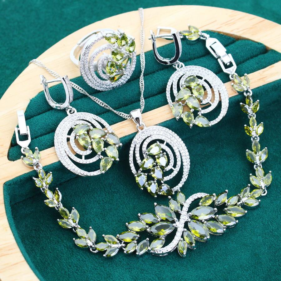 Bridal Luxe Jewelry Earrings Open Rings Bracelet Set Necklace AAA Zircon Set Jewelry