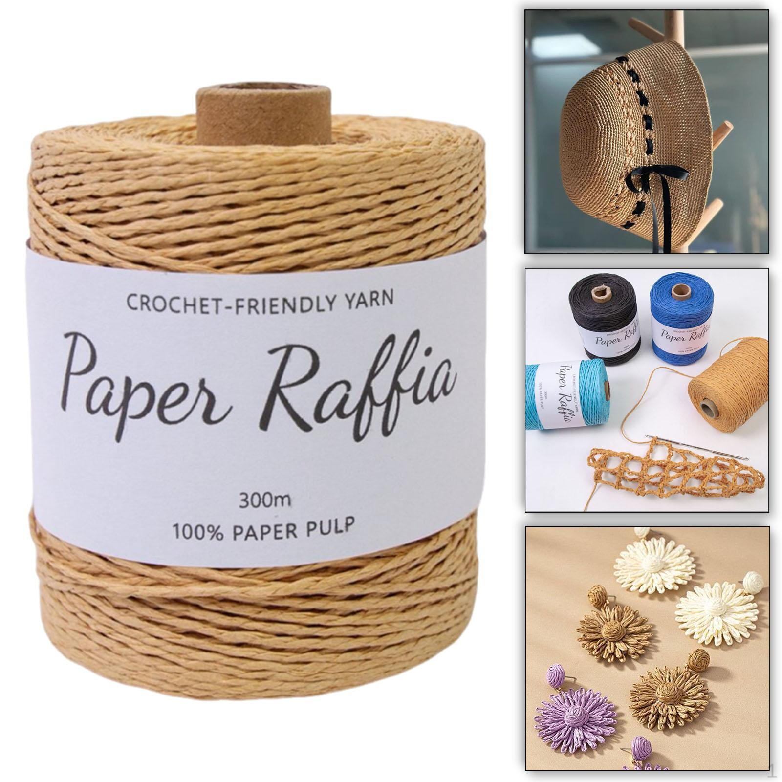 

1,5 мм рафия бумажная пряжа 328 ярдов для вязания сумок и летних аксессуаров Light Coffee