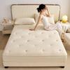 Washed Cotton Quilted Fitted Sheet - Solid Color, Full Wrap, Protective Cover for Home & Dormitory