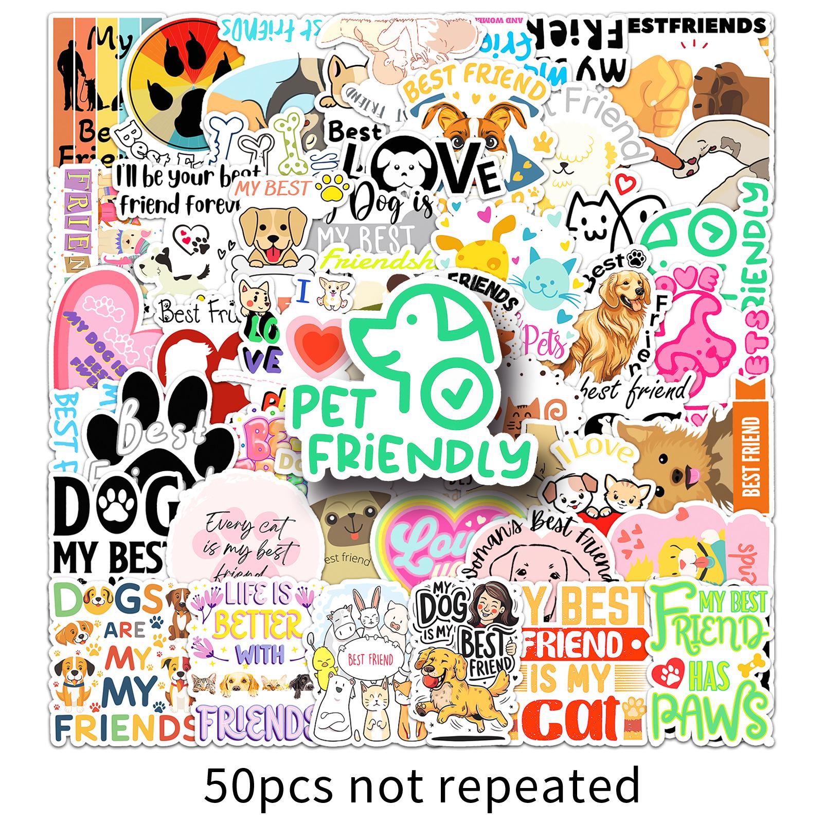 50 Sheets Pet-Themed Graffiti Stickers: Decorative English Sentences for Phones & Suitcases