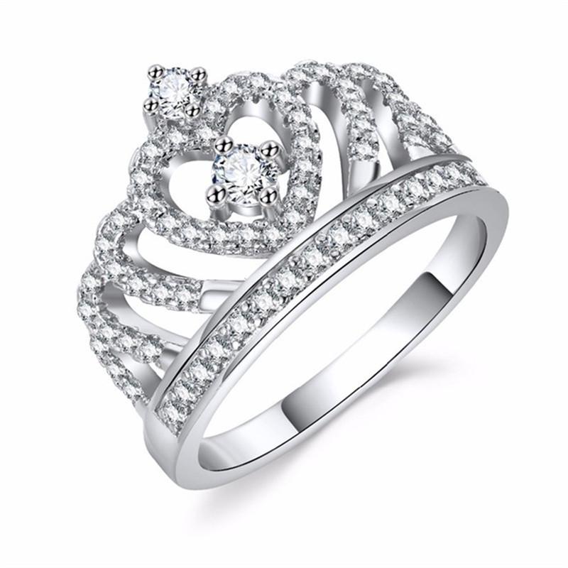

Luxury Zircon Crown Ring for Women: Elegant Micro-paved Wedding Jewelry Size 8