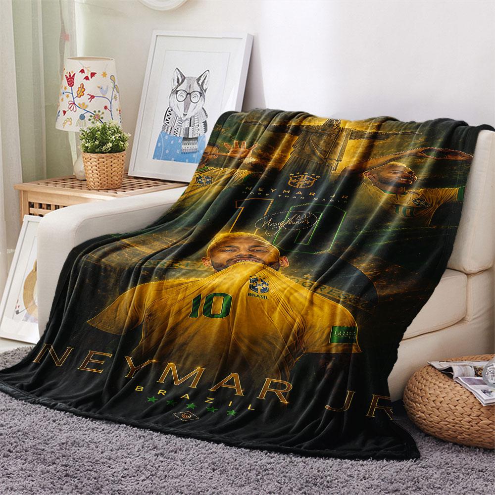 1PC Neymar Jr Patterned Flannel Blanket Suitable For All Seasons for Home Decor Warmth and Comfort Gifts Holiday Present
