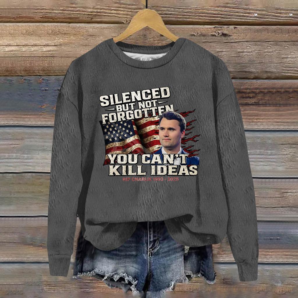 Ladies Fashion Casual Long Sleeve Printed Round Neck  Pullover Top