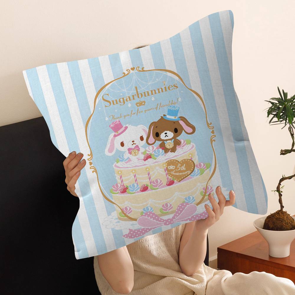 S-Sugarbunnies Office Cushion Pillowcase Car Cushion Cover45X45CM Lumbar Pillowcase Sofa Pillowcover