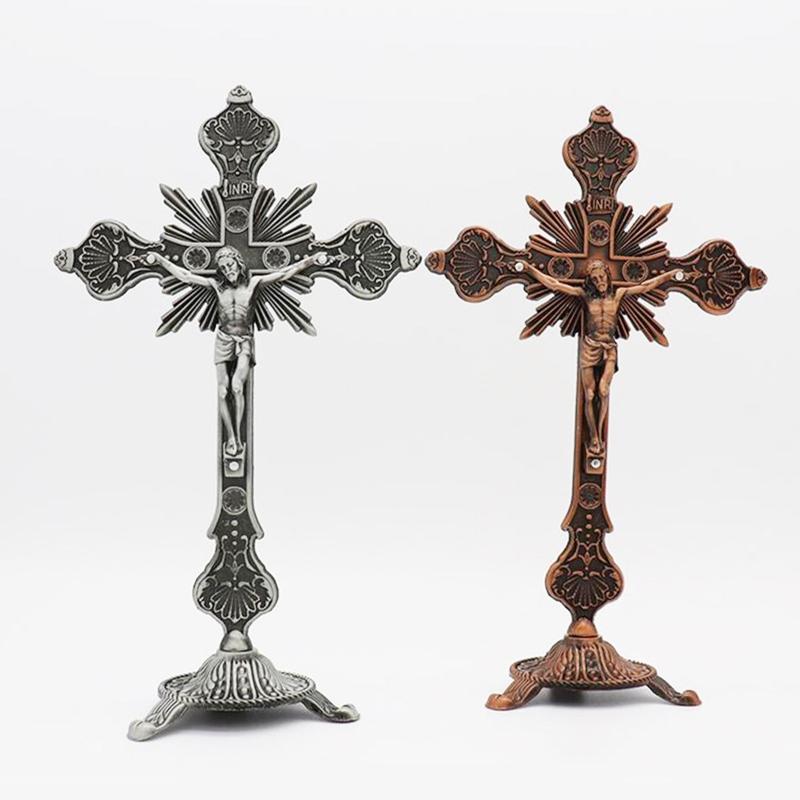 Luxurious Tabletop Crucifix Figurine Religious Gift Table Decors Decorative Standing Nice Appeal Statue