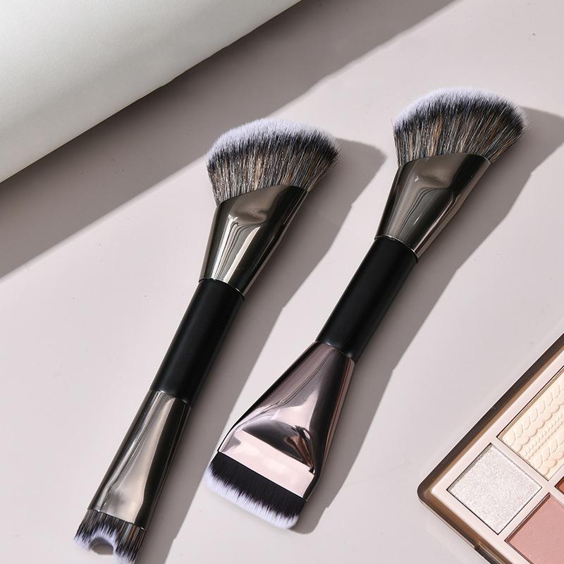 Double Head Makeup Brush Powder Blusher Brush Foundation Brush U-Shaped Nose Shadow Contour Brush Multifunctional Beauty Tool