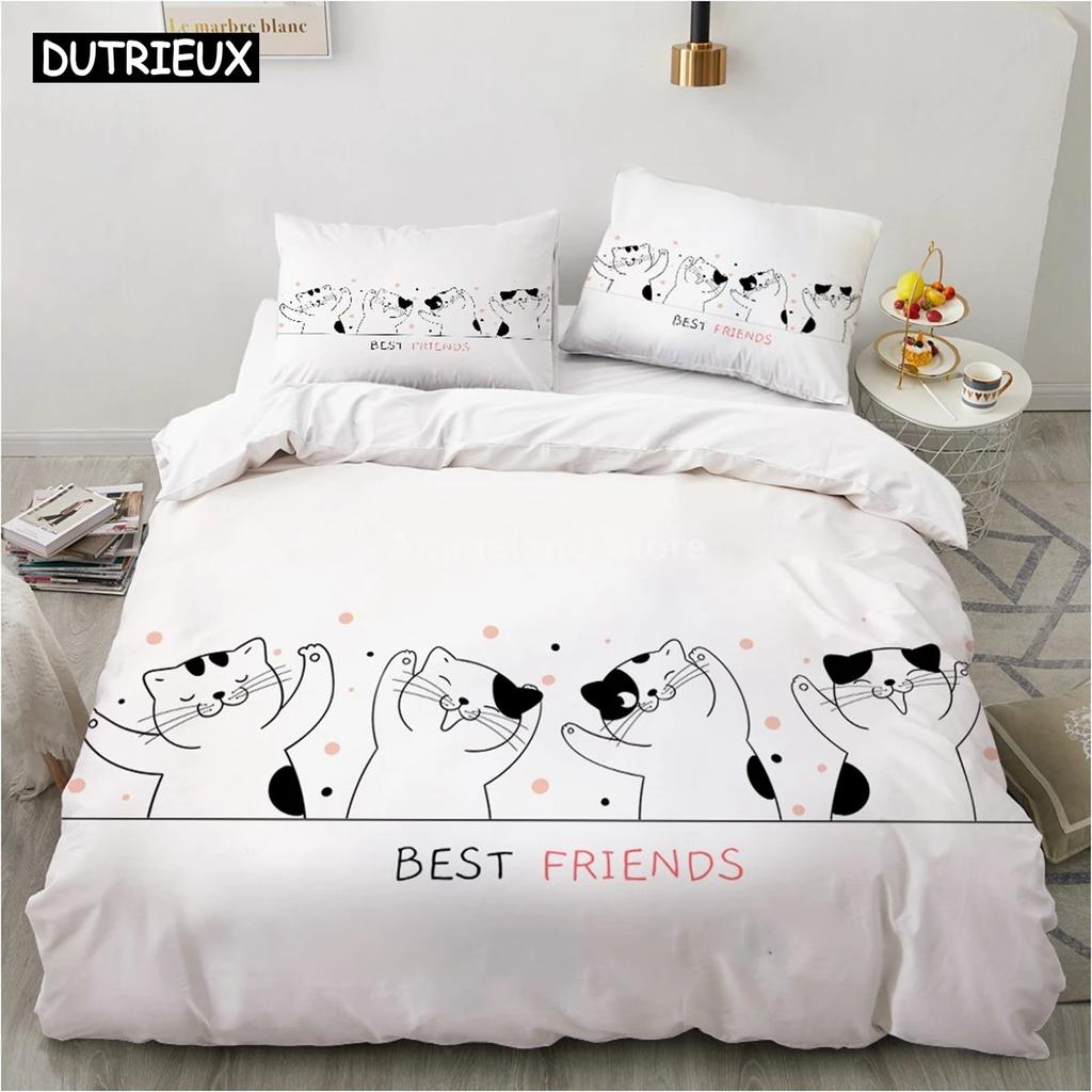 Cartoon Love Cats Bedding Set Animal 3d Bed Linen Quilt Duvet Cover Sets Home Textile Decor Twin Single Queen King Size Fashion