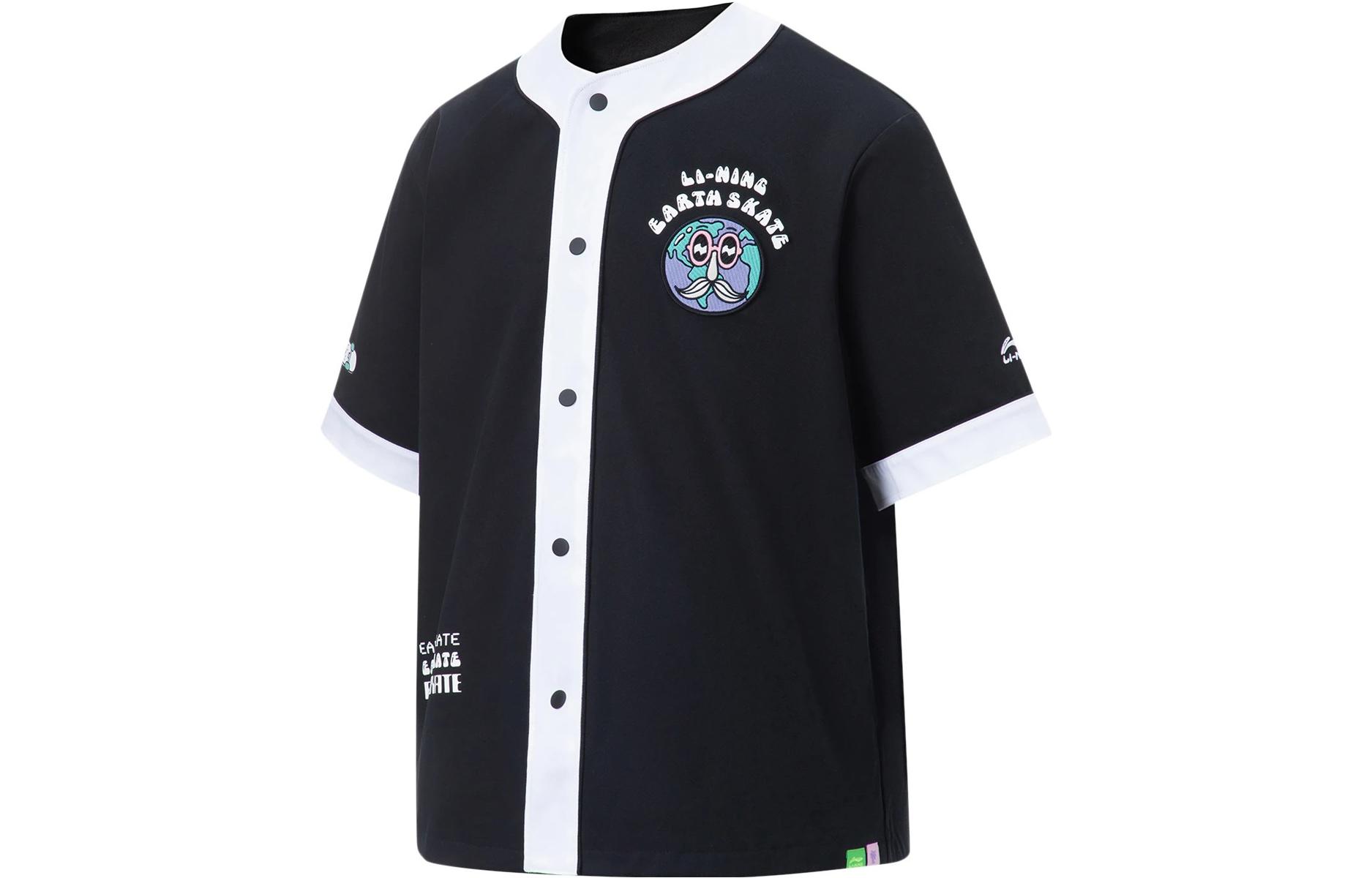 Li Ning Li Ning X Steven Harrington Baseball Jerseys Men s Black Collarless Moderate Straight Fit AFDT139-3 S