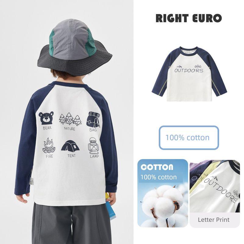 Right European Style Boys' Pure Cotton Long-Sleeve T-Shirt Spring 2026 New Children's Clothing Base Shirt Baby Spring and Autumn Top